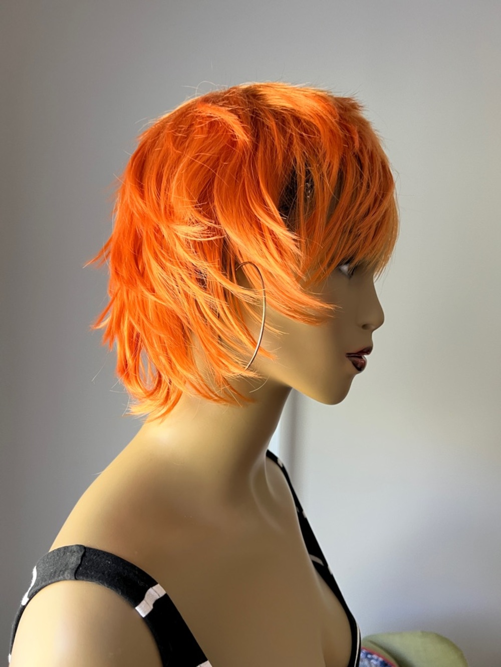 Amazon Bright Orange Short Shag Wig for Women